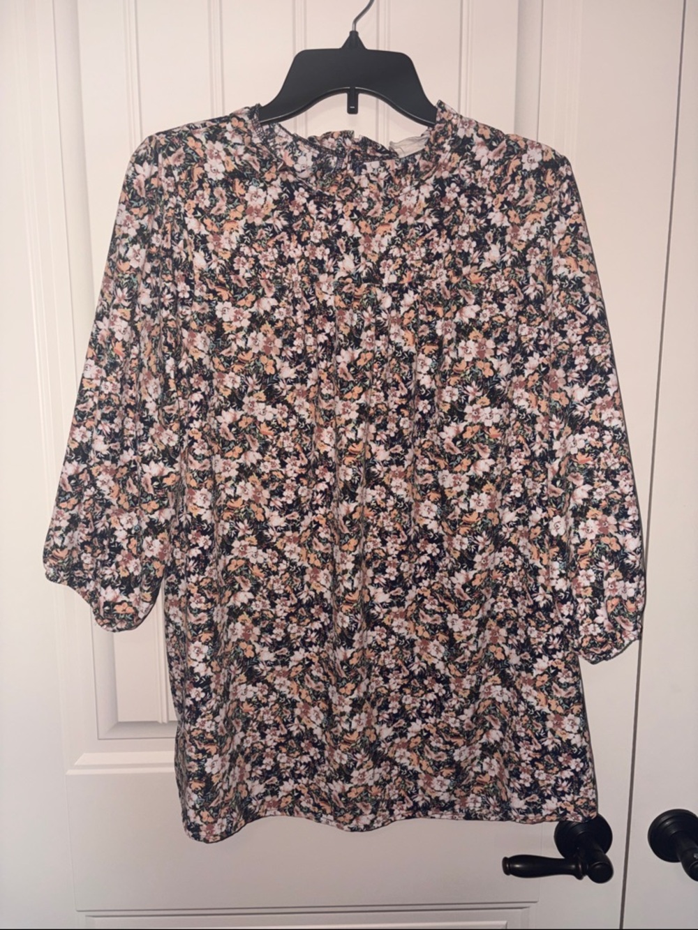 Floral Blouse in Black & Blush
